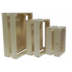 Komplet 3 skrzynek drewnianych